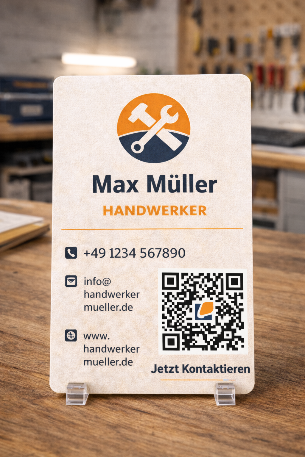 Handwerk Visitenkarte hochkant